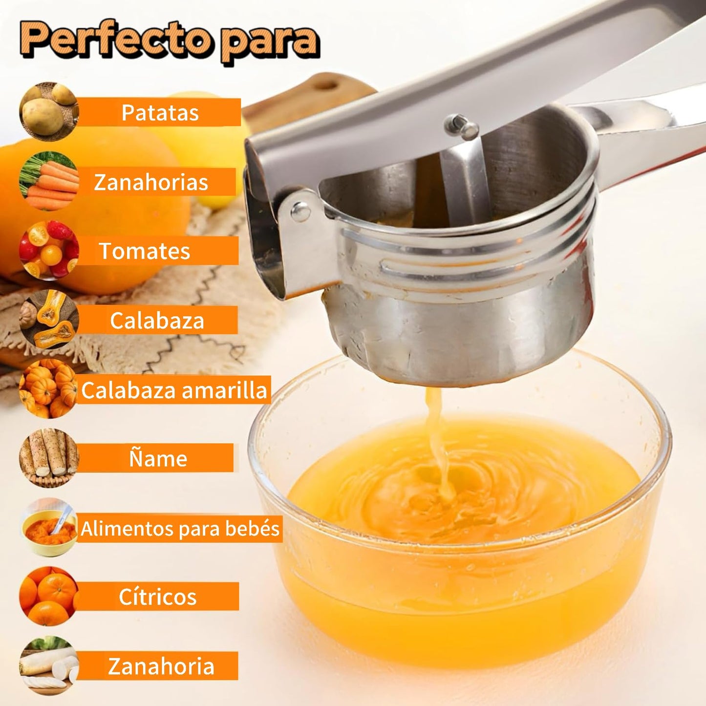 Prensador de Patatas Latauar Acero Inoxidable Ergonómico Profesional
