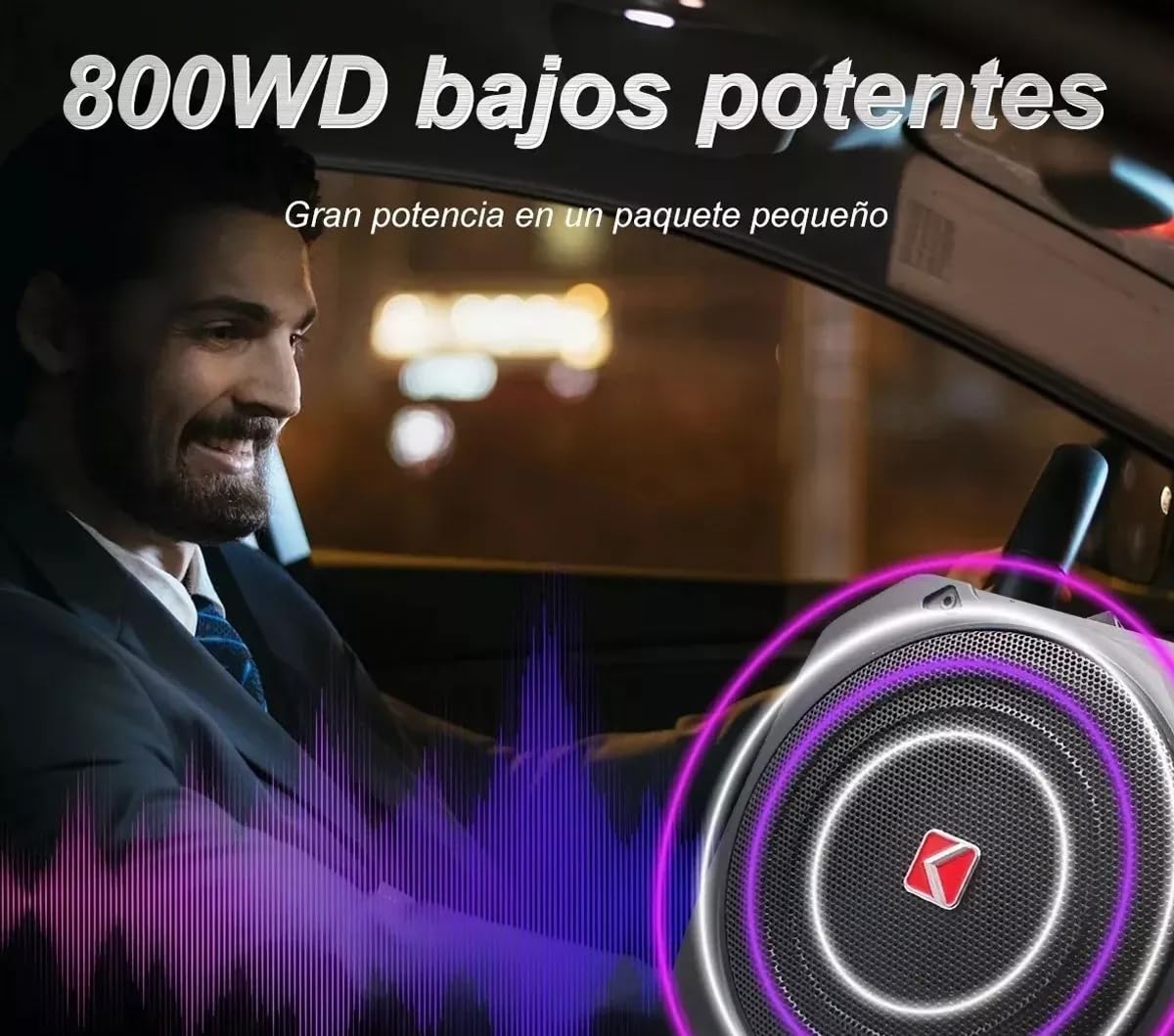 FINYQBET Subwoofer Amplificado de 10 Pulgadas, 800W con Amplificador Integrado, Diseño Delgado para Instalación Bajo el Asiento, Filtro de Paso Bajo y Refuerzo de Graves, Ideal para Autos y Camionetas
