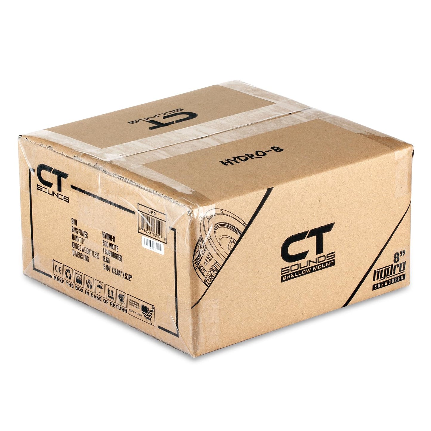 CT Sounds Hydro 8" Subwoofer para auto de montaje superficial, doble 2 ohmios, 600 W