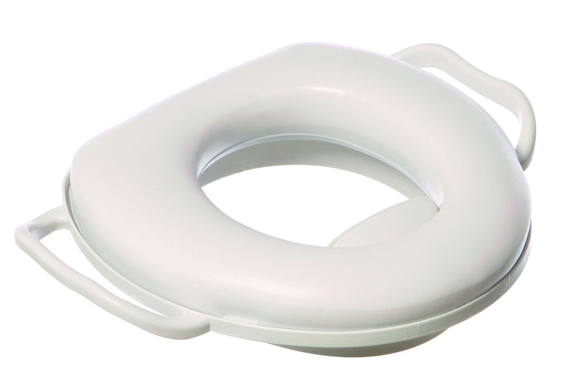 Dreambaby Asiento de baño entrenador para niños, acolchado, con asas de fácil agarre, tamaño estándar, color blanco