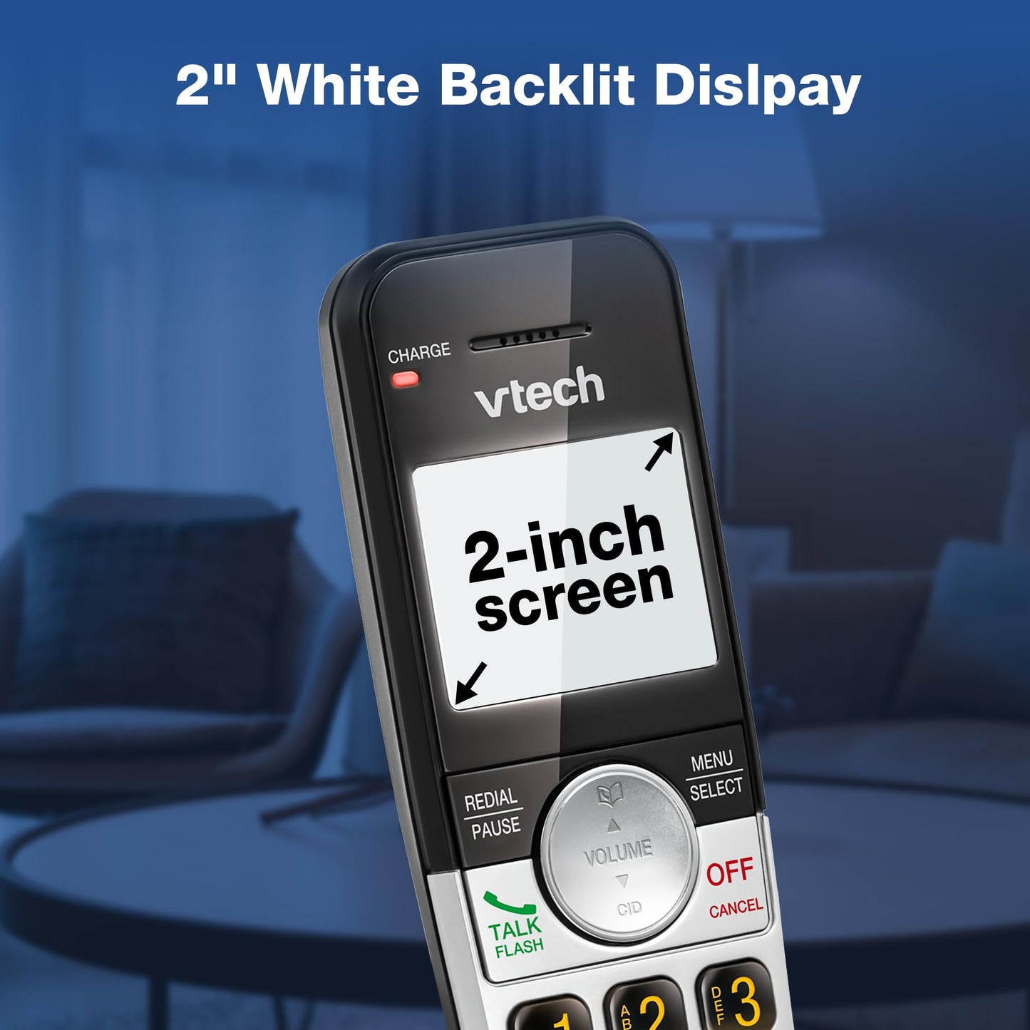 VTech - Teléfono inalámbrico con visualización Grande y Botones Grandes, DECT 6.0 con identificador de Llamadas/Llamada en Espera, Altavoz dúplex Completo, Modo Eco, último remarcado de 10 números,