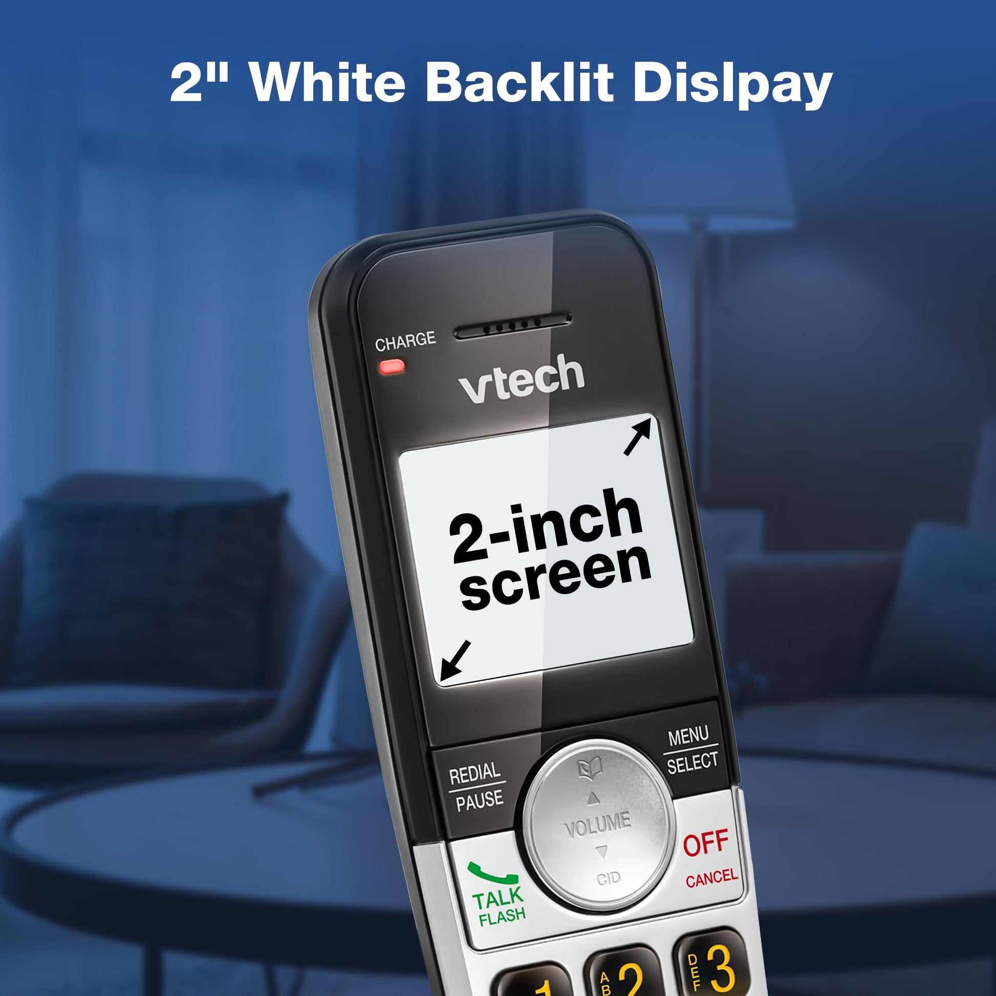VTech - Teléfono inalámbrico con visualización Grande y Botones Grandes, DECT 6.0 con identificador de Llamadas/Llamada en Espera, Altavoz dúplex Completo, Modo Eco, último remarcado de 10 números,