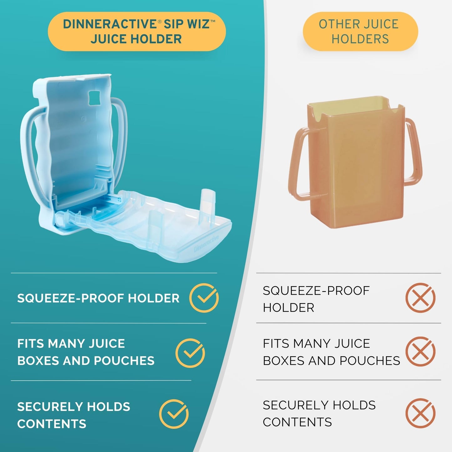 Dinneractive Sip Wiz - Soporte para bolsa de bebé sin aplastar, sin ensuciar, sin desperdicios, Ideal para paseos en coche sin desorden, Azul individual