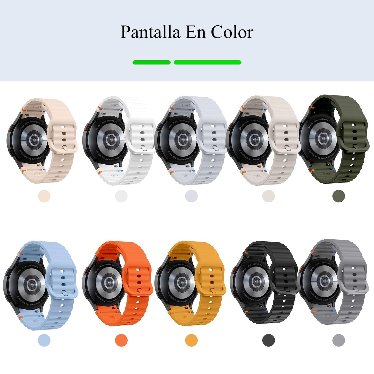 Correa TIMELI Negro Compatible para Samsung Galaxy Watch Extensible