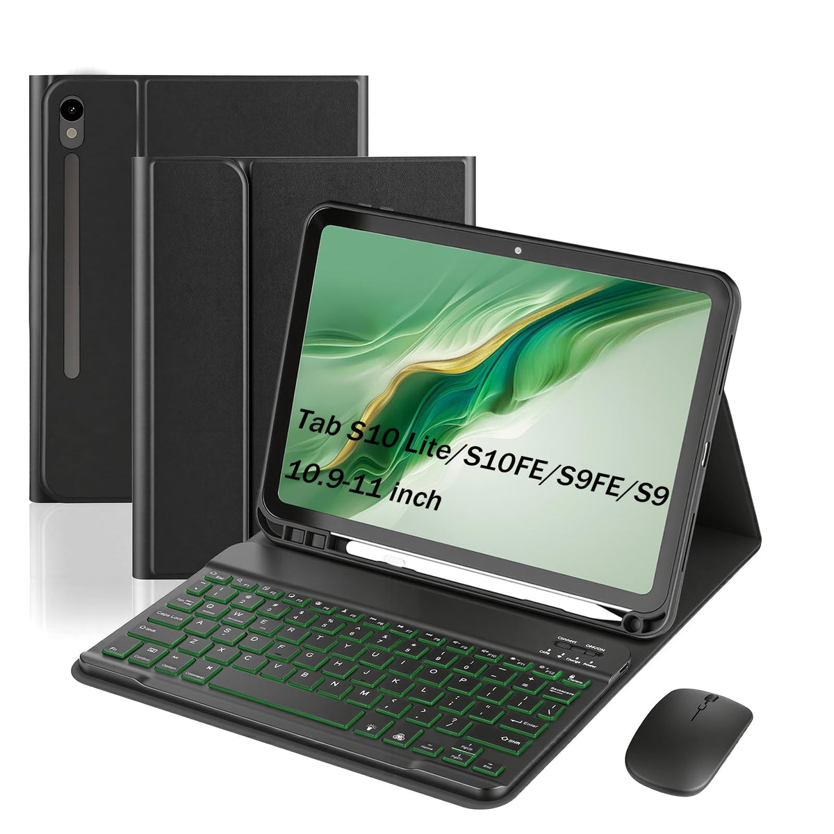 Funda Protectora Delgada con Teclado Extraíble Samsung Galaxy Negro Retroiluminación 7 Colores 10,9 a 11 Pulgadas