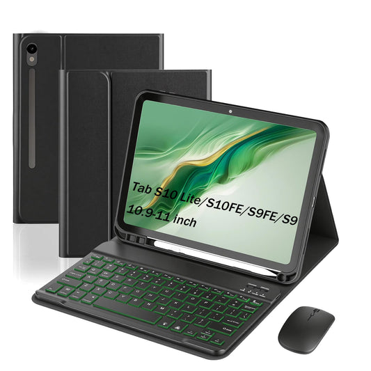 Funda Protectora Delgada con Teclado Extraíble Samsung Galaxy Negro Retroiluminación 7 Colores 10,9 a 11 Pulgadas