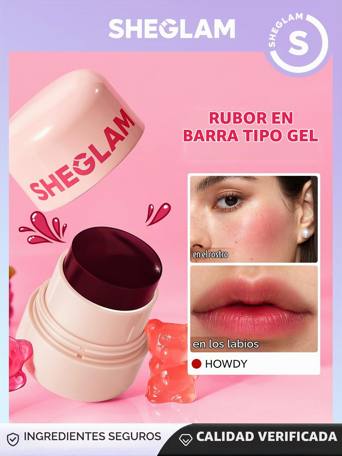 SHEGLAM Jelly-Licious Hydrating Lip and Blush Tint (Howdy, Pequeño)