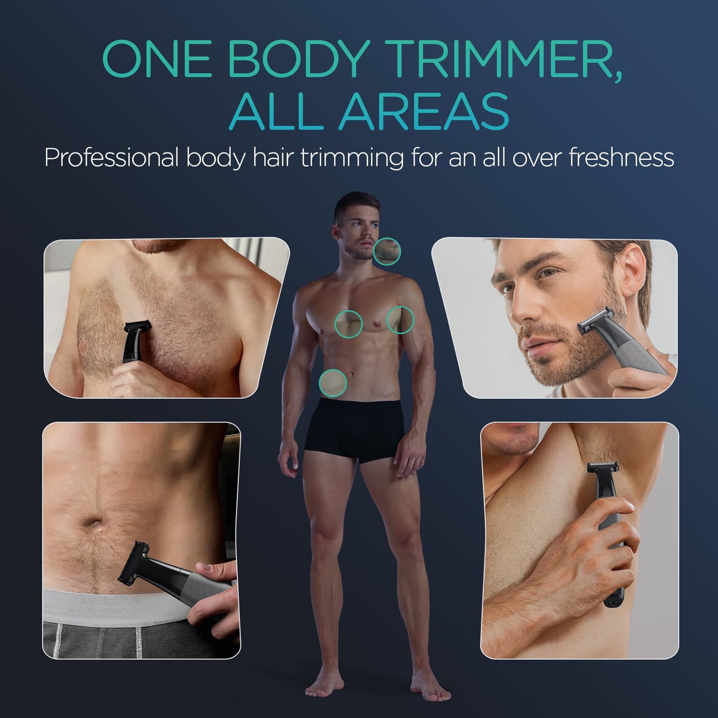 VOYOR Cortadora de barba para hombre, cortapelos profesional con peine de longitud ajustable, para nariz, cara, cuerpo, todo en 1, kit de aseo para hombre, afeitadora eléctrica inalámbrica y afeitadora, recargable, húmedo/seco TX510