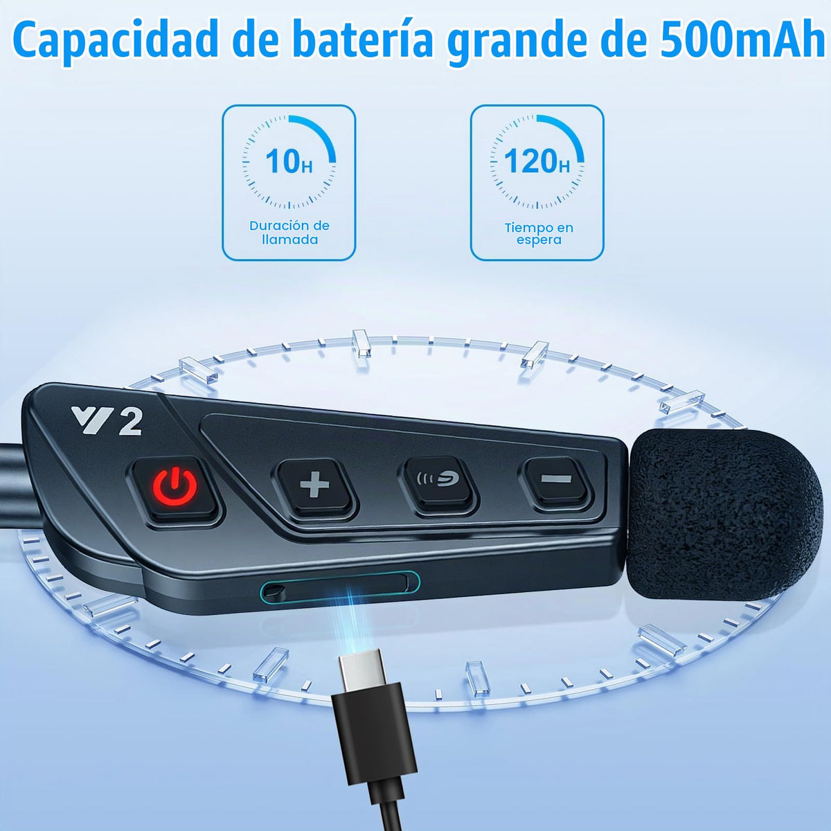 Auriculares Bluetooth OBEST Negro con Micrófono para Moto