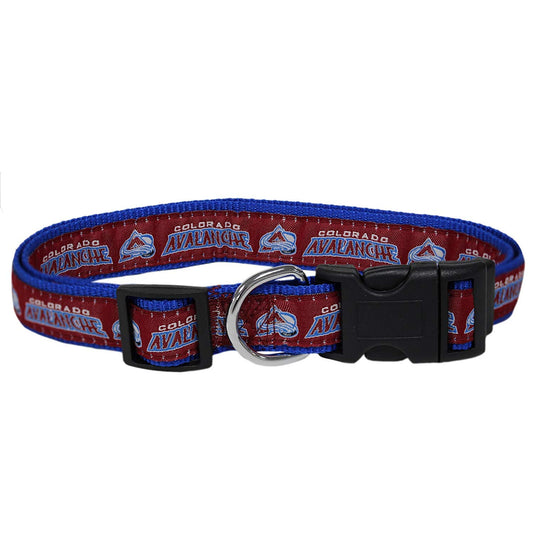 Collar Nailon Mediano Pets First Azul con Hebilla Desenganche rápido para Perro y Gato de la NHL Colorado Avalanche