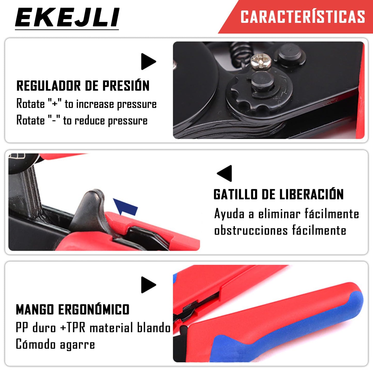 Kit de Terminales y Alicates HCS8 6-4A Negro para Cables Eléctricos