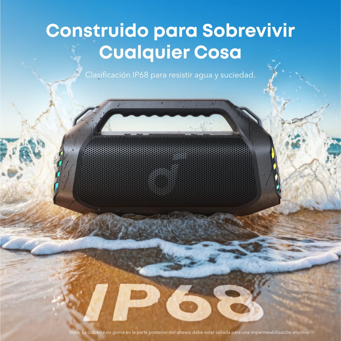 Soundcore by Anker Boom 2 Plus Bocina Bluetooth Portatil, 20h de Reproducción, Potencia 140W con BassUp, Sincroniza +100 Altavoces, IPX7 Flotante, Altavoz Inalámbrico, Party Box