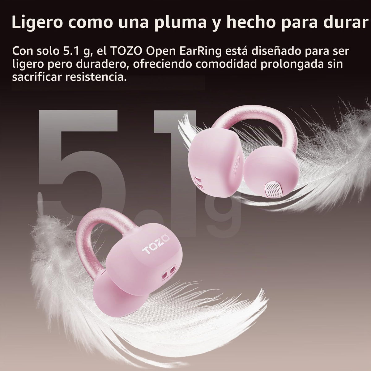 Auriculares Abiertos TOZO OpenEarRing Azul Ligero Bluetooth 5.4 40H