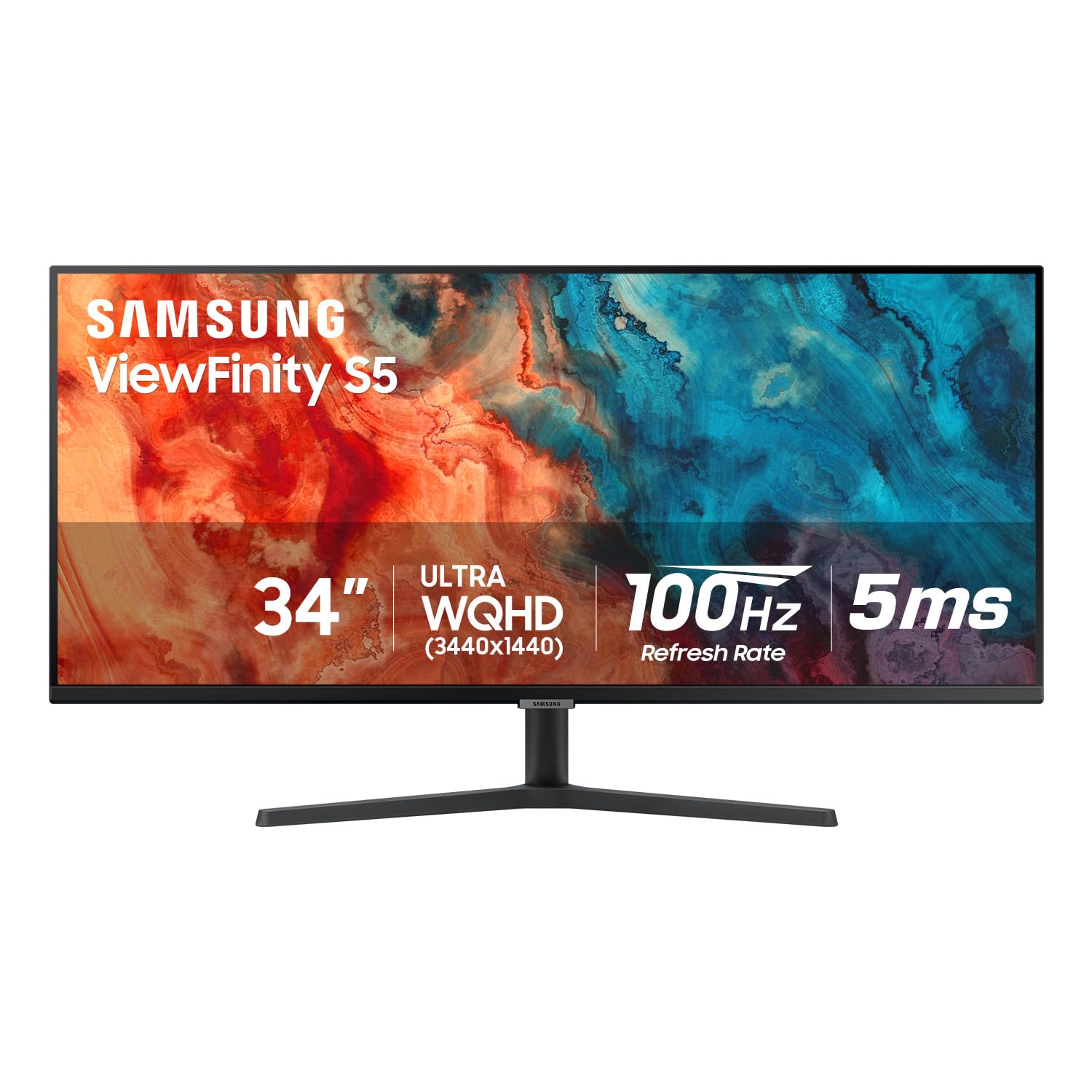 SAMSUNG Monitor QHD ultrarrancho ViewFinity S50GC de 34 pulgadas, 100Hz, 5 ms, HDR10, AMD FreeSync, visualización ultraancha, cuidado de los ojos, biseles delgados, PIP, PBP, LS34C50DGANXZA, 2023