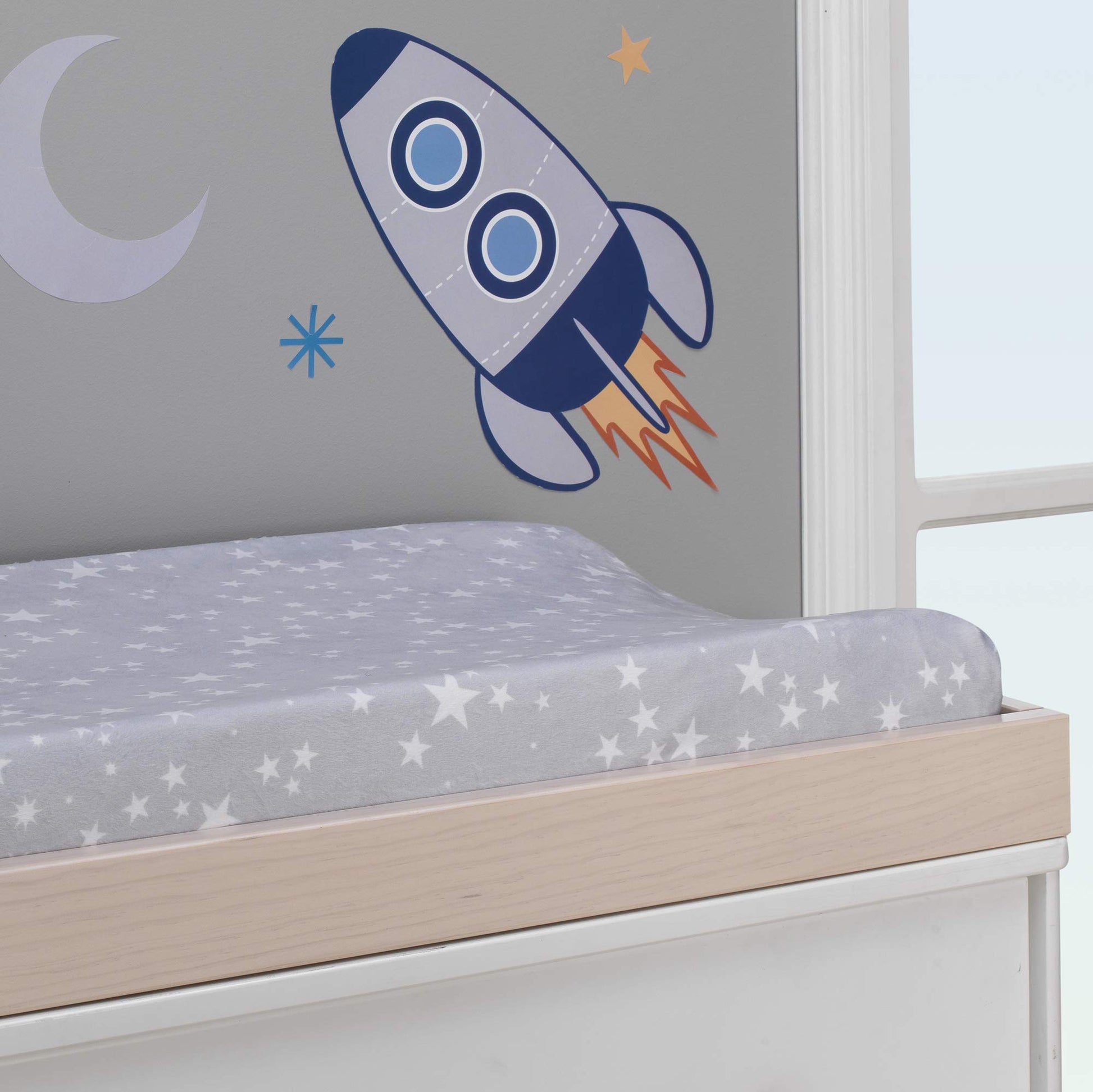 Lambs & Ivy Milky Way Changing Pad Cover - Grey, White, Modern, Celestial