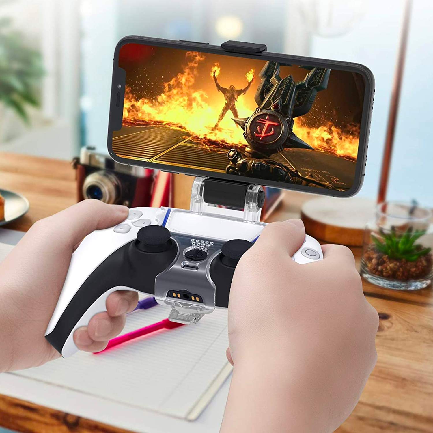 Soporte de Teléfono Ajustable Orzly PS5 para Juegos DualSense Blanco