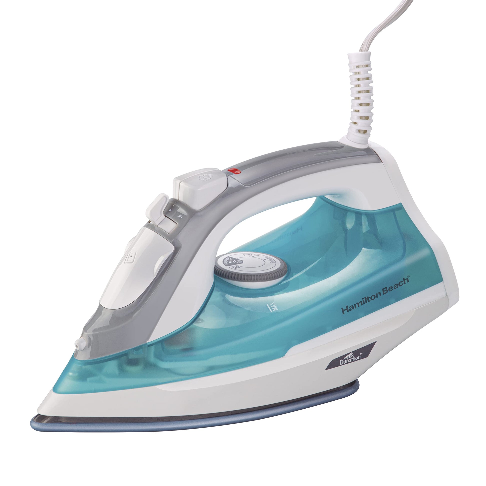 Hamilton Beach Plancha de vapor con suela antiadherente Durathon, Azul