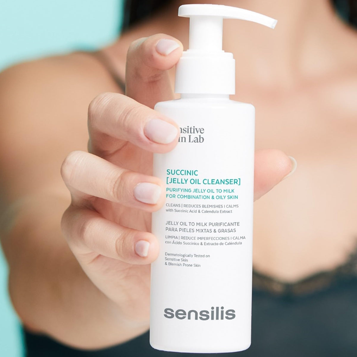 Sensilis Succinic Jelly Oil Cleanser Gel Limpiador Anti-imperfecciones, Seborregulador, Hidratante y Calmante, Con Ácido Succinico, Para Pieles Sensibles 150 Ml