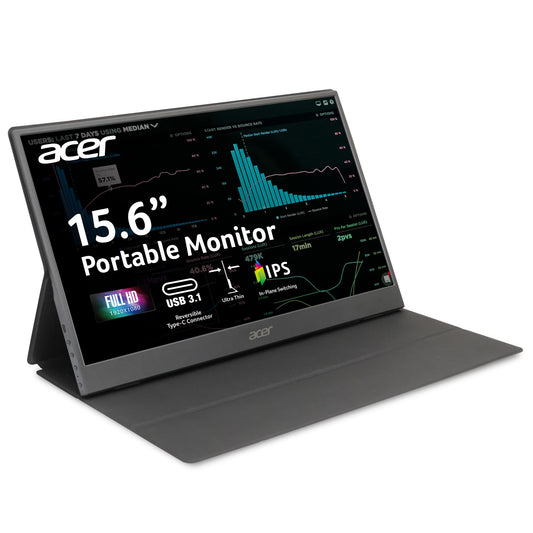 Monitor Portátil acer Negro Ultra Delgado IPS Full HD con Puerto USB para Laptop y PC
