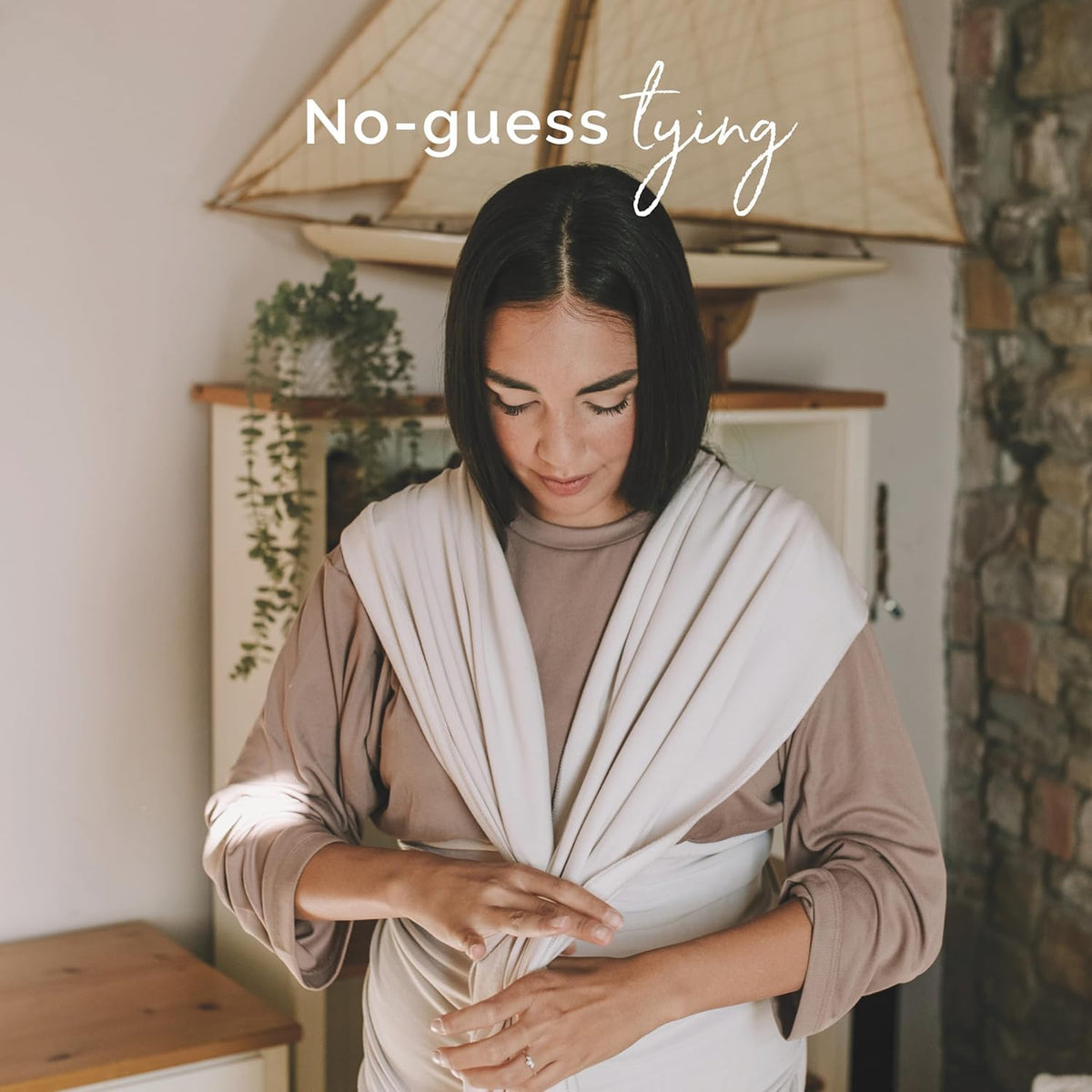 Boba - Portabebés original para recién nacidos (7-35 libras), suave, seguro, manos libres y ergonómico, ideal para una unión cómoda, nuevos padres (piedra orgánica)