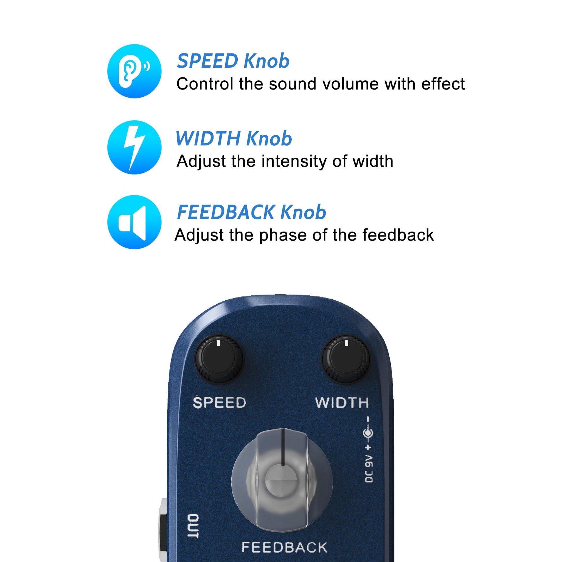 AZOR Pedal de fase mini pedal de efecto analógico para guitarra eléctrica y bajos, verdadero bypass procesamiento de señal pura, diseño compacto y portátil, uso de escenario y estudio