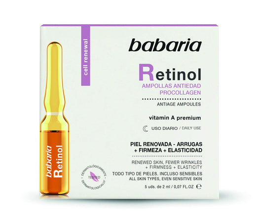 Babaria Ampollas Tratamiento Anti-Edad Retinol, Transparente, 5 x 2 ml