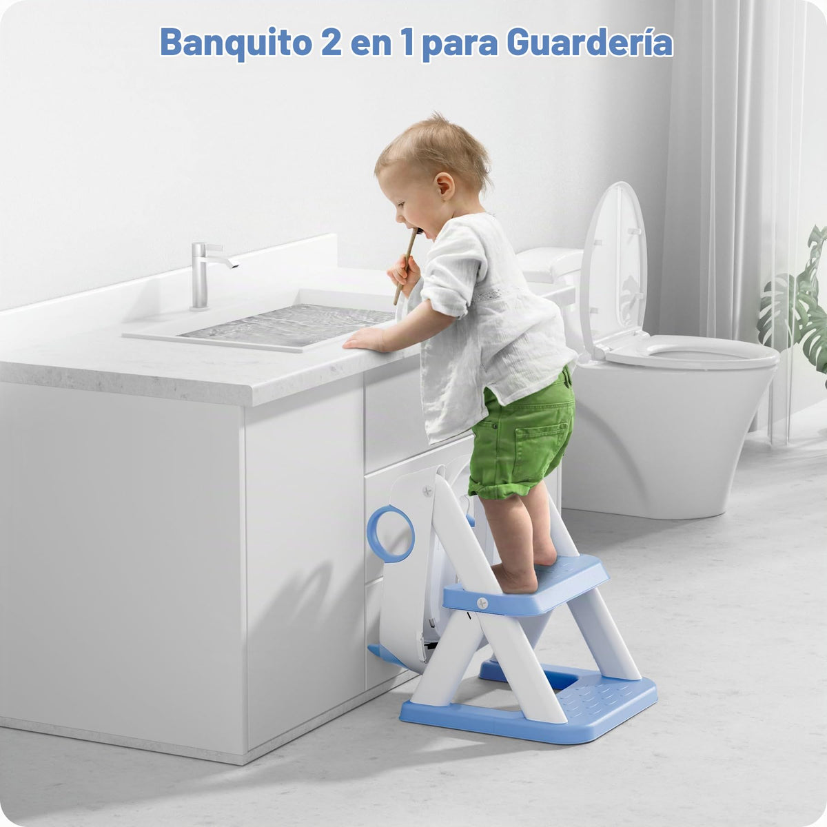 RABB 1er asiento de entrenamiento para ir al baño, inodoro 2 en 1 para niños y niñas, protector contra salpicaduras antideslizante azul