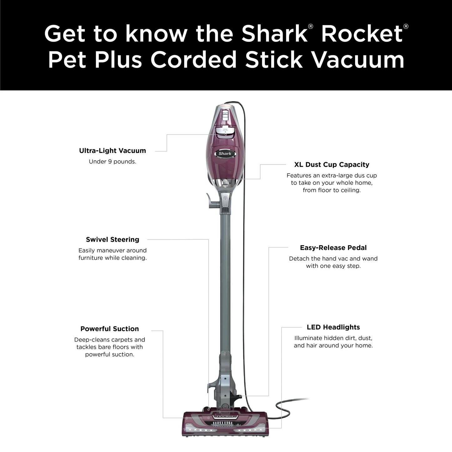 Aspiradora Vertical Ultra Ligera Shark Rocket TruePet