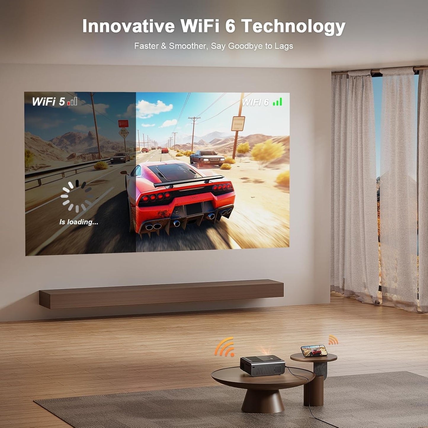 [Aplicaciones integradas y enfoque automático/piedra clave] Proyector inteligente con WiFi y Bluetooth, VOPLLS 1500 ANSI 4K proyector al aire última intervensión, proyector inalámbrico portátil para