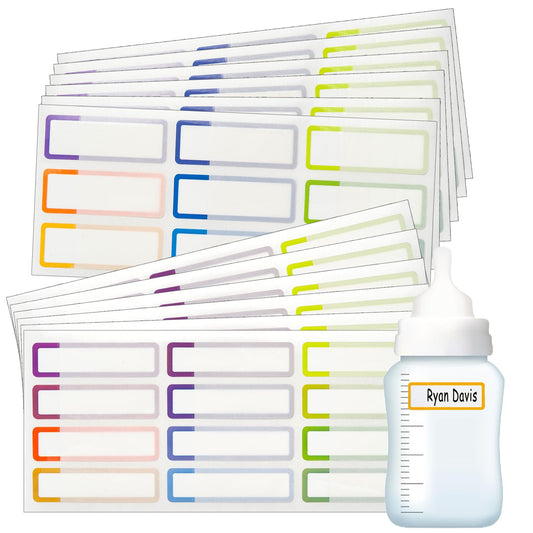 Etiquetas para biberones de bebé para suministros de guardería, 126 etiquetas impermeables para nombres para niños y escuelas, autolaminantes, aptas para lavaplatos, etiquetas adhesivas personalizadas para botellas de agua, taza para beber, lonchera