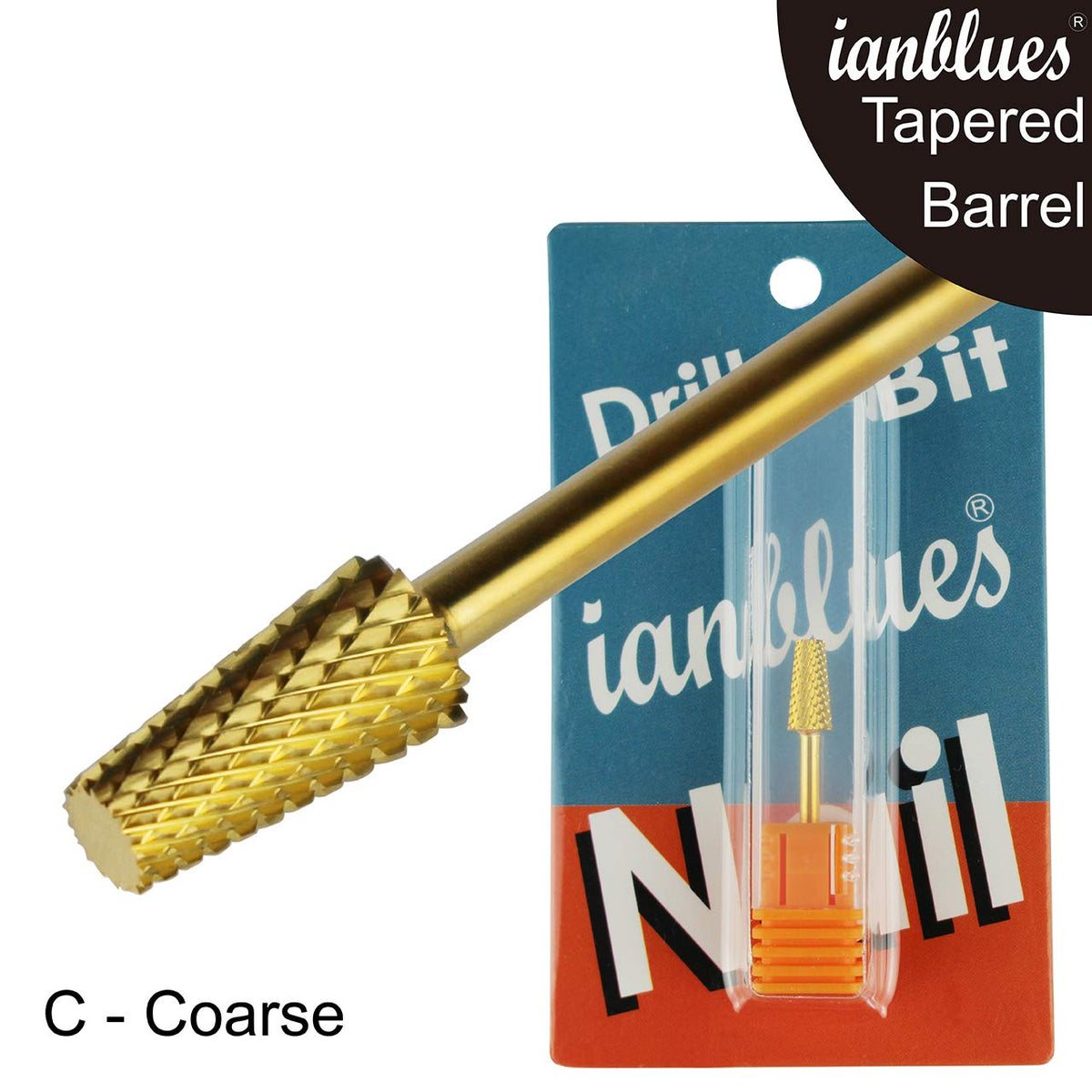 Taladro de Clavos de Carburo Ianblues Oro Barril Cónico para Máquina de Manicura