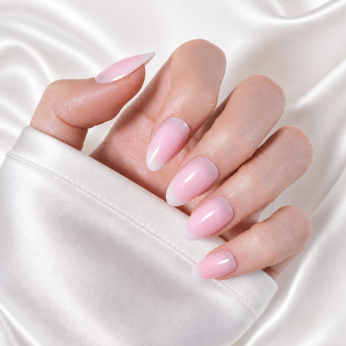 SXC Uñas postizas de la marca Cosmetics | Serie X1, almendra corta (029 Blush Aura)