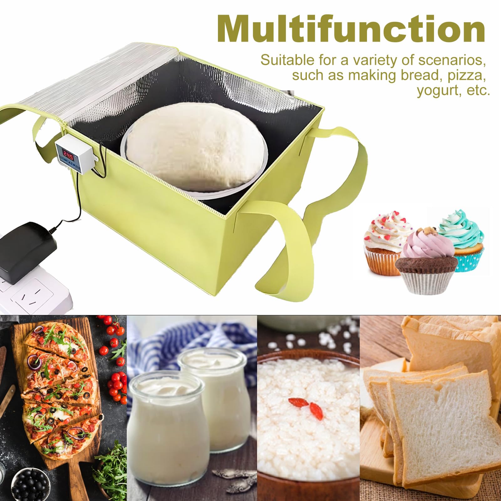 Probador de Masa Versátil con Calentador para Pizza, Pan, Yogur, Natto y Jabón artesanal