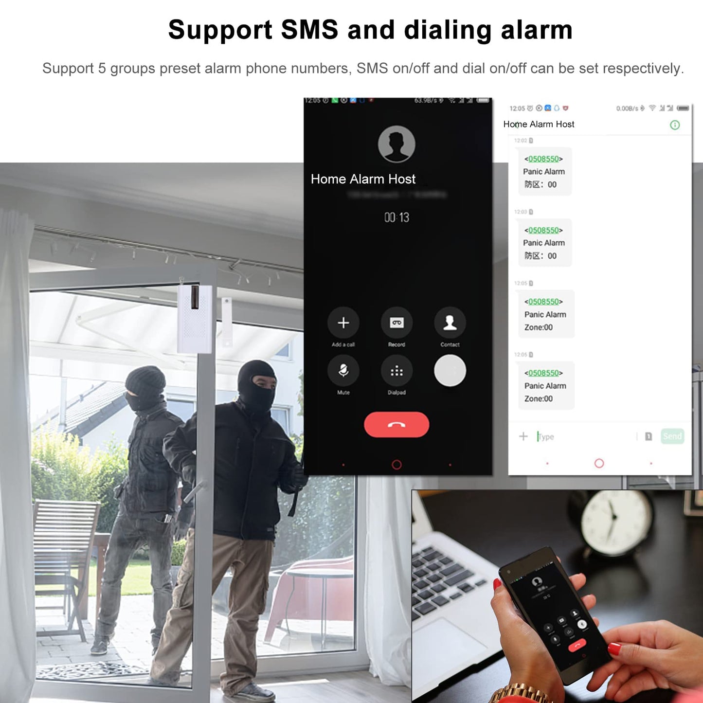 Kit de Alarma de Seguridad Wifi SAANTE Blanco con Pantalla LCD de 2.4 Pulgadas para el Hogar