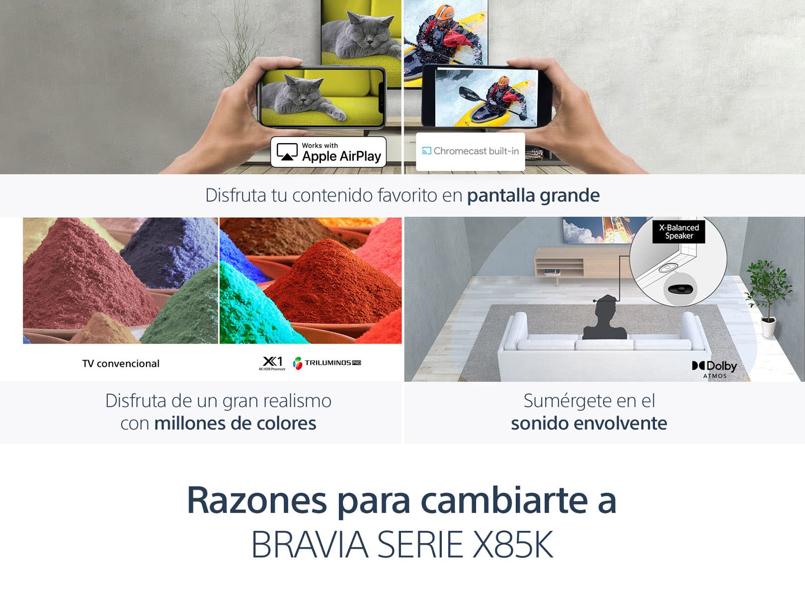Sony Pantalla 43 Pulgadas KD-43X85K 4K UHD LED Smart Google TV con Panel 120HZ Nativo Modelo 2022, KD43X85K