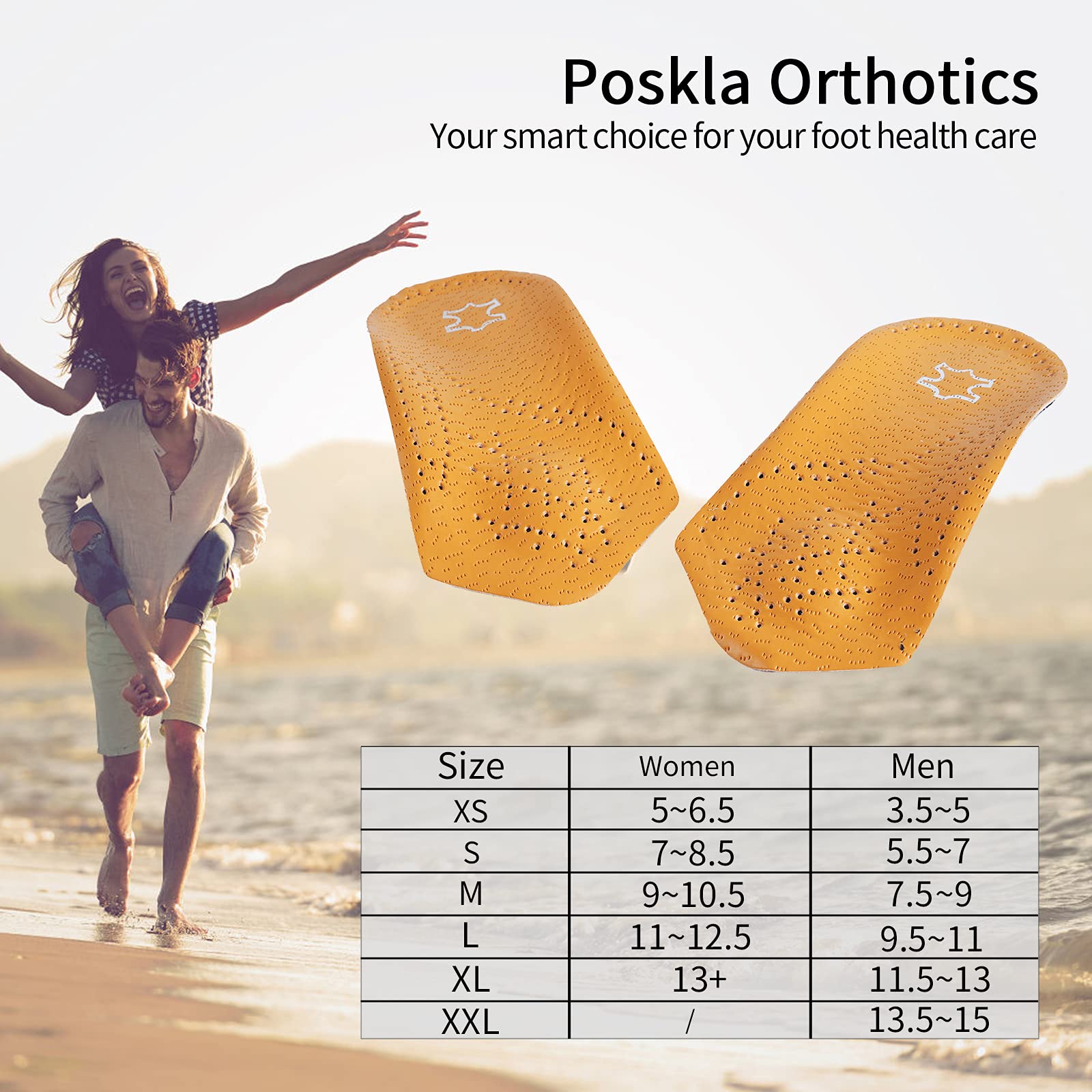 Plantillas Soporte de Arco Fascitis Plantar Única XL alivio del Dolor para Hombre y Mujer