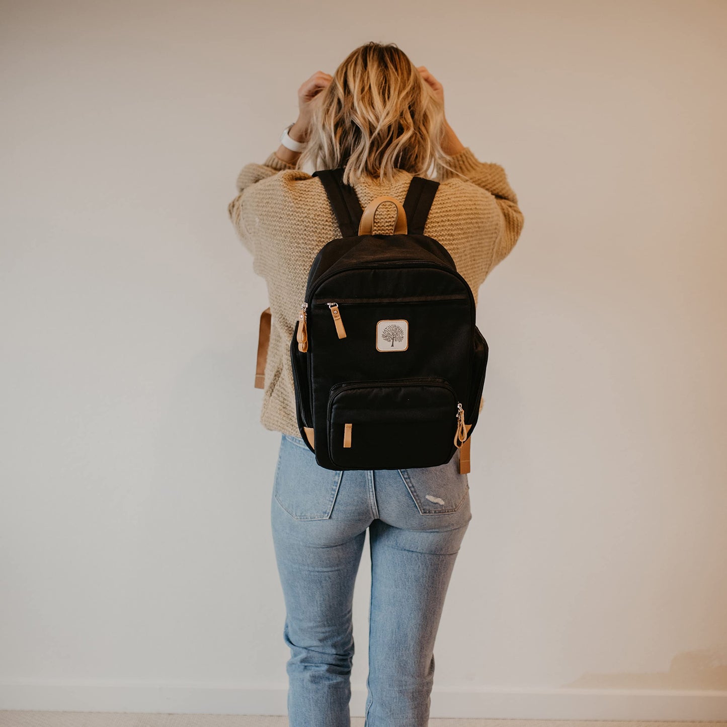 Parker Baby Co. - Mochila Pañalera Unisex Multifuncional con Cierre Completo y Bolsillos Térmicos para Mamá y Papá, Color Negro