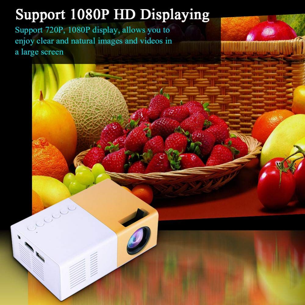 de películas Mini HD, Elegante portátil de Cine en casa Compatible con 720P, Pantalla 1080P, Reproductor Multimedia HDMI Adecuado para recreación(Nosotros)