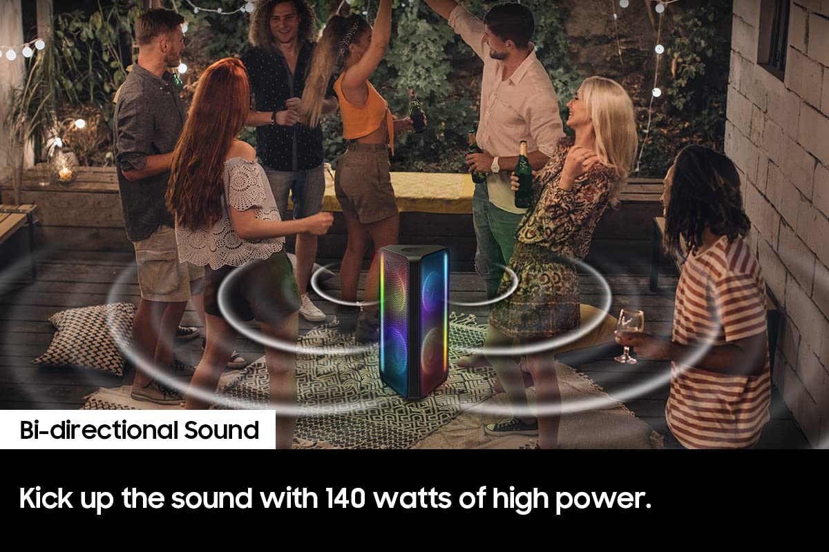 SAMSUNG MX-ST40B Sound Tower - Altavoces portátiles para Fiestas, 160 W, Sonido bidireccional, batería integrada, Resistente al Agua IPX5, Luces de Fiesta, multiconexión Bluetooth, 2022