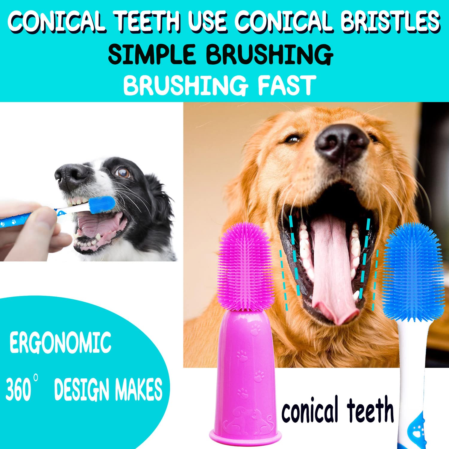 Cepillo de Dientes para Perro RosyLife Neutro de Tamaño Pequeno a Grande