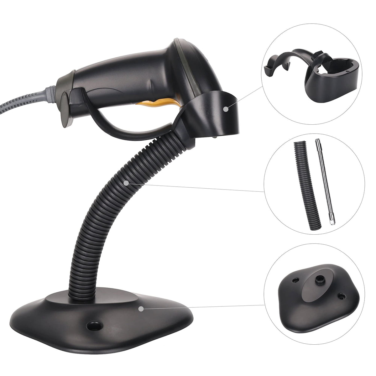 Soporte de Escáner UNIDEEPLY Negro Ajustable con Cuello de Ganso para Escritorio
