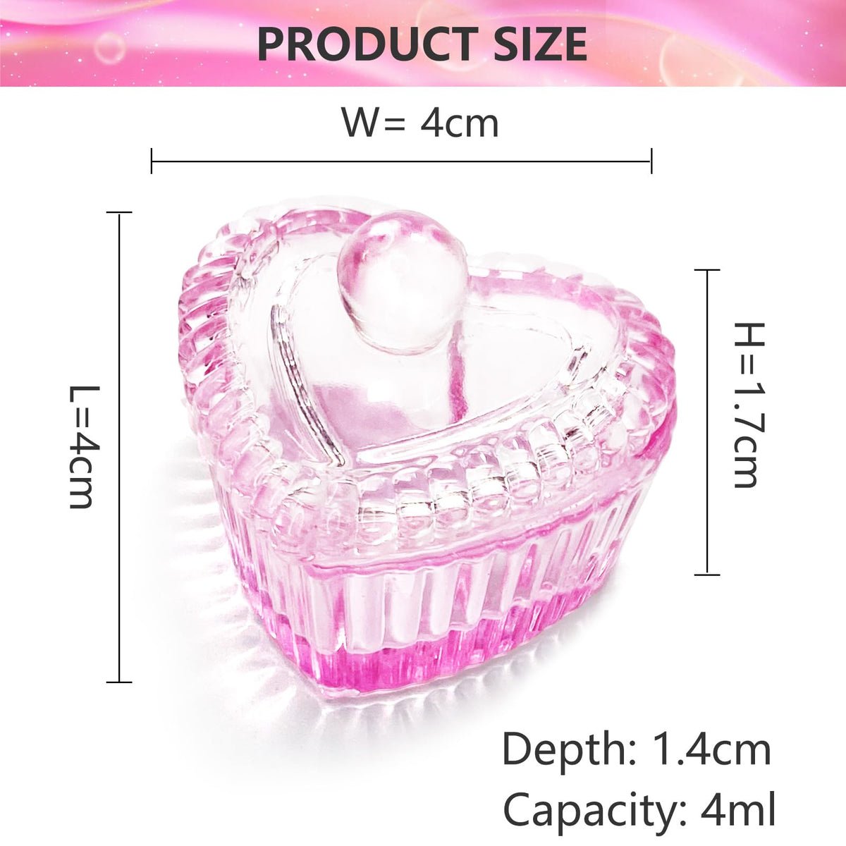 Plato de Vidrio Acrílico en Forma de Corazón Honey Joy Transparente para Arte de Uñas