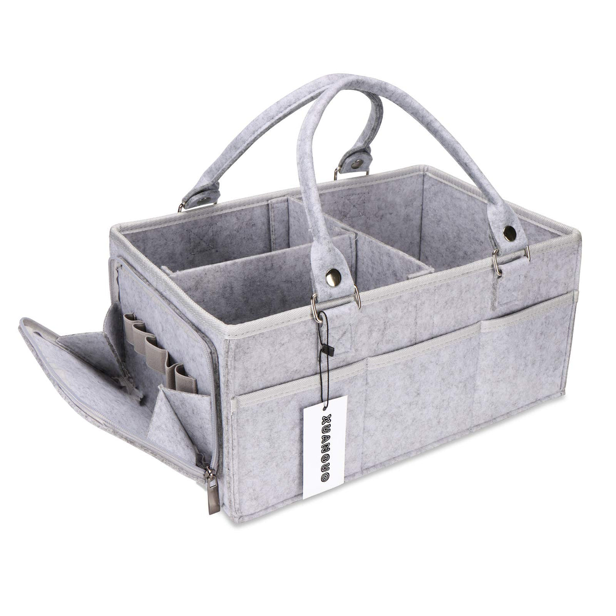 XUANGUO Organizador de pañales para bebé con asa de género neutro para bebé, cesta grande de almacenamiento para guardería, bolsa portátil para coche, artículos esenciales para recién nacidos,