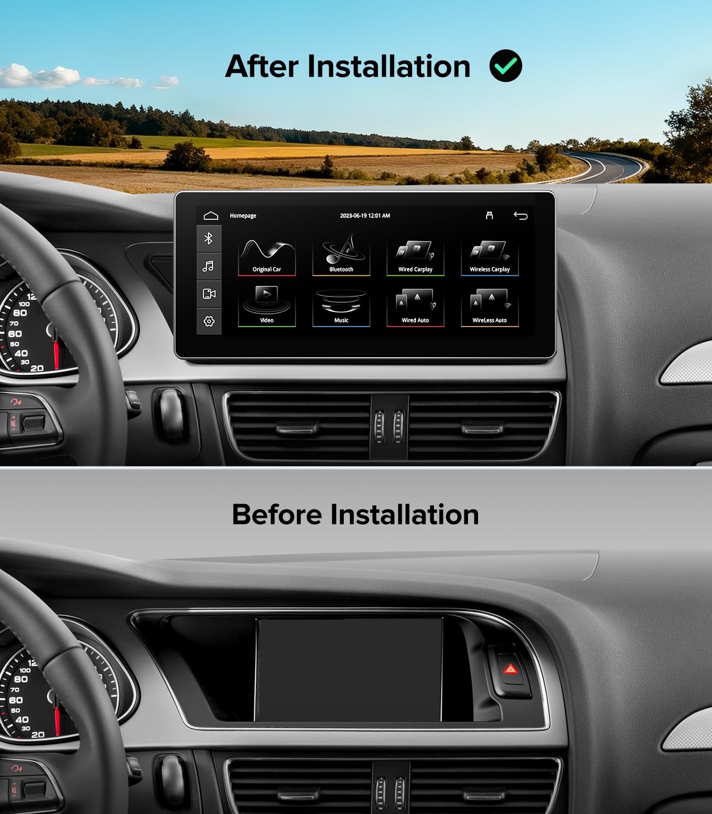 Estéreo de Coche Linux de 10.25" para Audi A4 B8 S4 A5 S5 RS5 (2009-2016) Sistema Multimedia MMI de Audi - Unidad Principal Android Auto CarPlay Inalámbrico, Pantalla Táctil IPS de 1920x720, Conserva