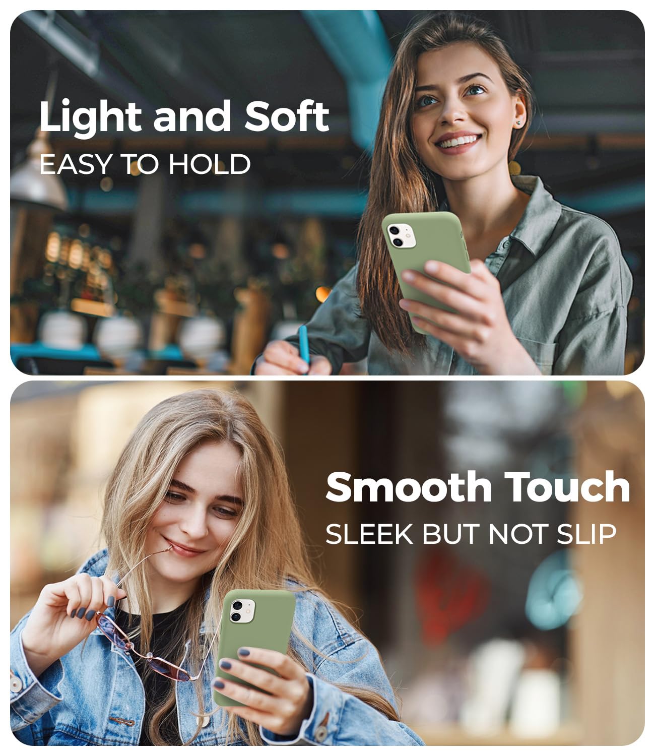 AOTESIER - Funda de silicona de grado alimentario compatible con iPhone 11, protección completa contra caídas y antiarañazos, soporte para carga inalámbrica, verde té