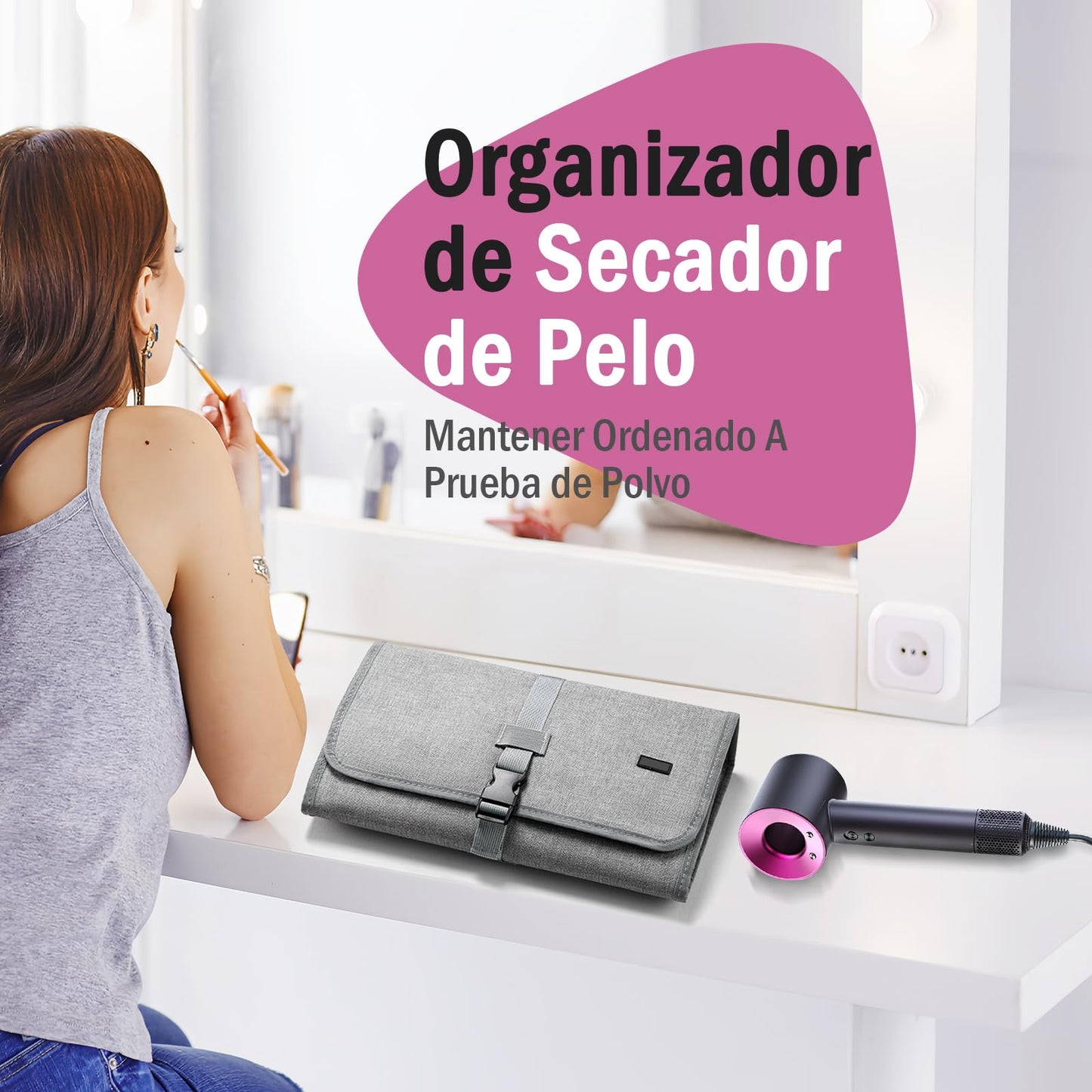 Funda de Viaje para Dyson Airwrap Styler/Shark Flexstyle, Bolsa de Viaje Portátil Impermeable con Gancho para Colgar, Organizador de Protección para Secadora y Planchas para Peinar el Cabello (Negro)