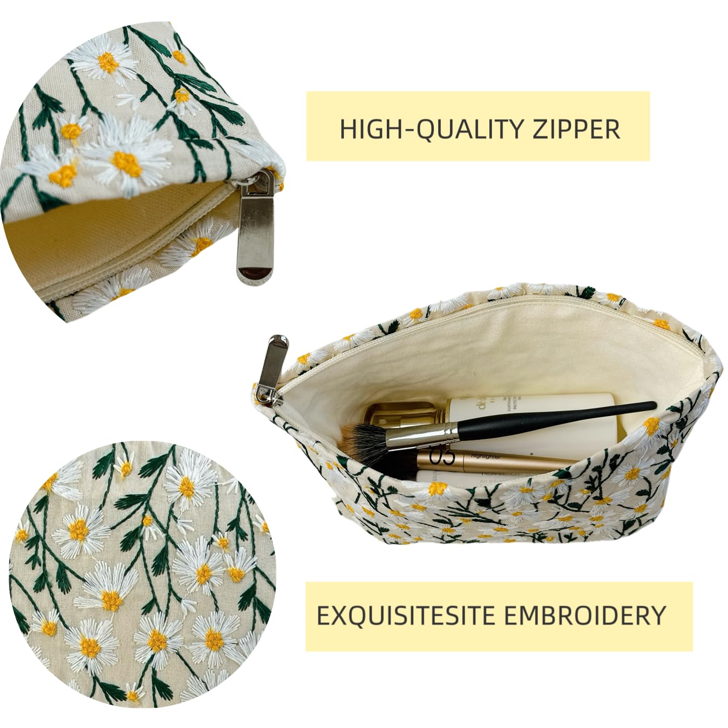 RIKMOXR MAKYE UP BOLSA, Margarita, Bolsa de maquillaje de flores