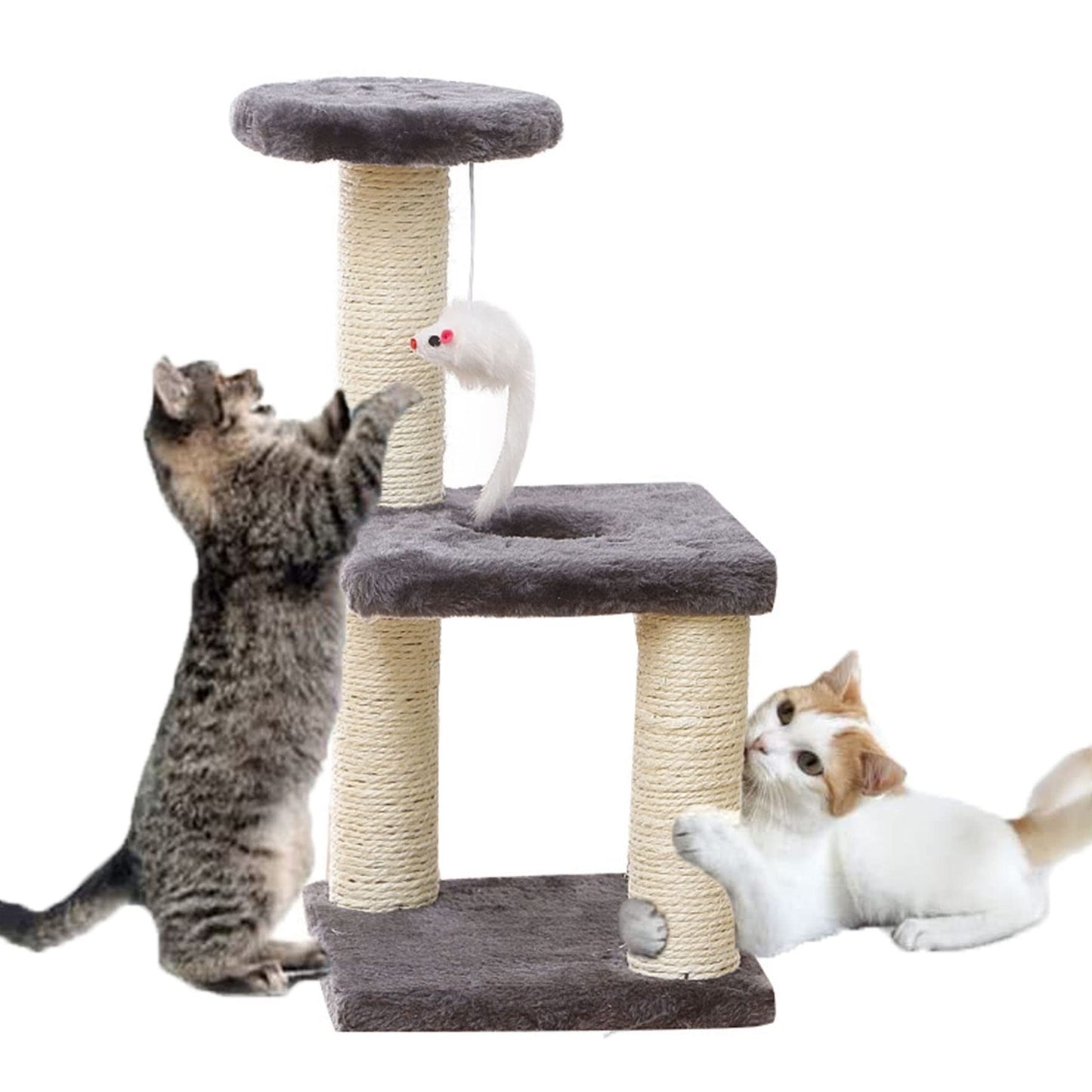 FRANCISCO Árbol para Gatos,Tres Capas Torre para Gatos,Varios Niveles con Postes Rascadores de Sisal, Centro de Actividades,Juguete para Ratones,Casa de Juegos para Gatitos,Mueble para Gato.