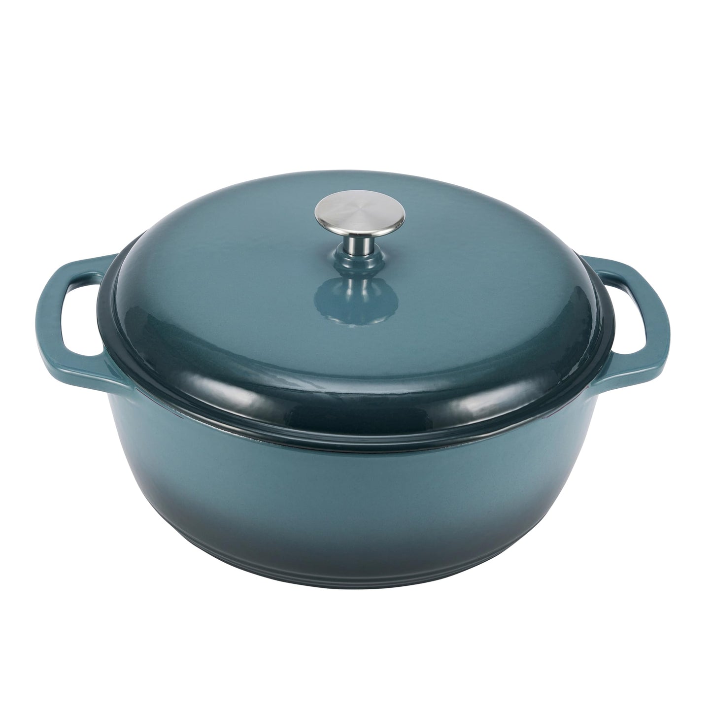 Amazon Basics - Horno holandés cubierto de hierro fundido esmaltado, 6 cuartos de galón, color gris