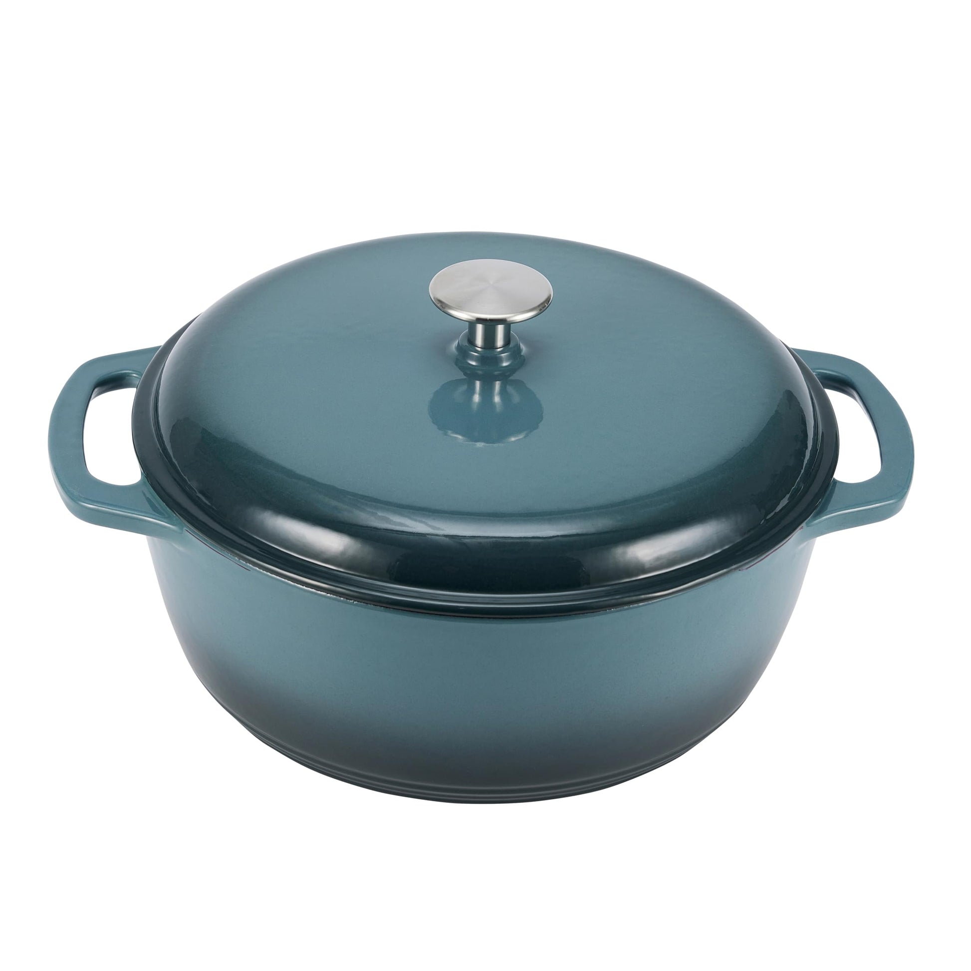 Amazon Basics - Horno holandés cubierto de hierro fundido esmaltado, 6 cuartos de galón, color gris